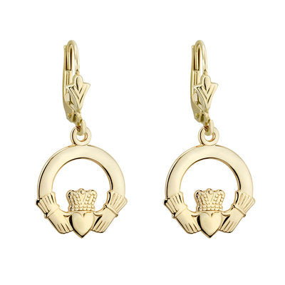 14ct Yellow Gold Claddagh Earrings